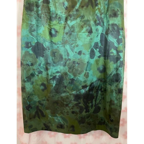 Kay Unger Green Floral Watercolor Print Sleeveless Cocktail Party Dress Small - Picture 3 of 6